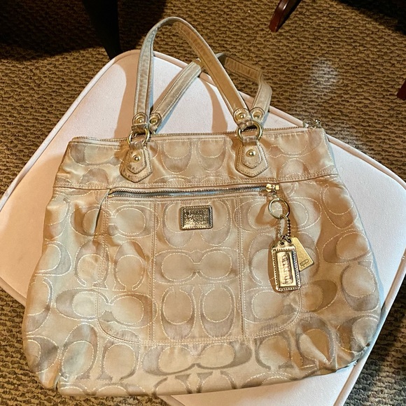 Coach Handbags - Large Coach Purse - Light Gold